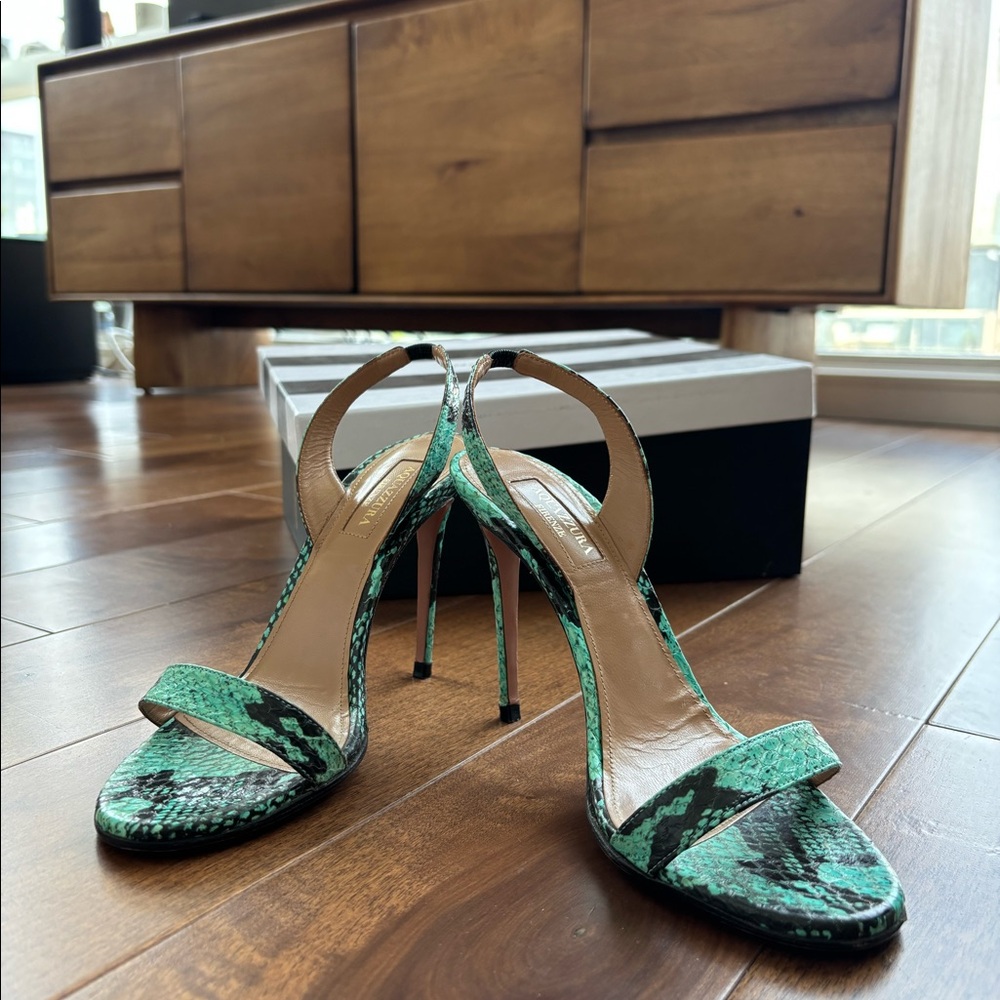 Aquazurra So Nude Blue Python size 37